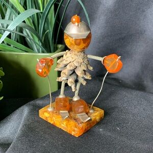 Vintage HTF Baltic Amber and pinecone skiing figure